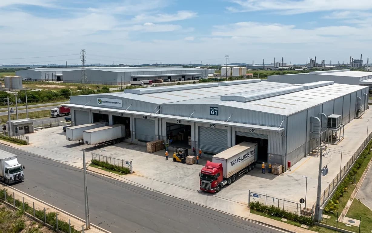 Galpão industrial e logístico com docas de carregamento